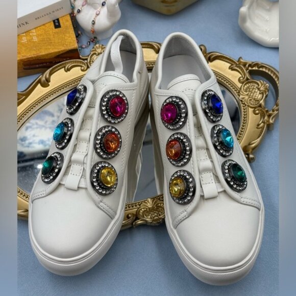 🆕 KURT GEIGER LONDON 🧿 NWOB Laney Octavia Sneaker, White Leather, Sz 39 US 8.5 - Picture 16 of 16